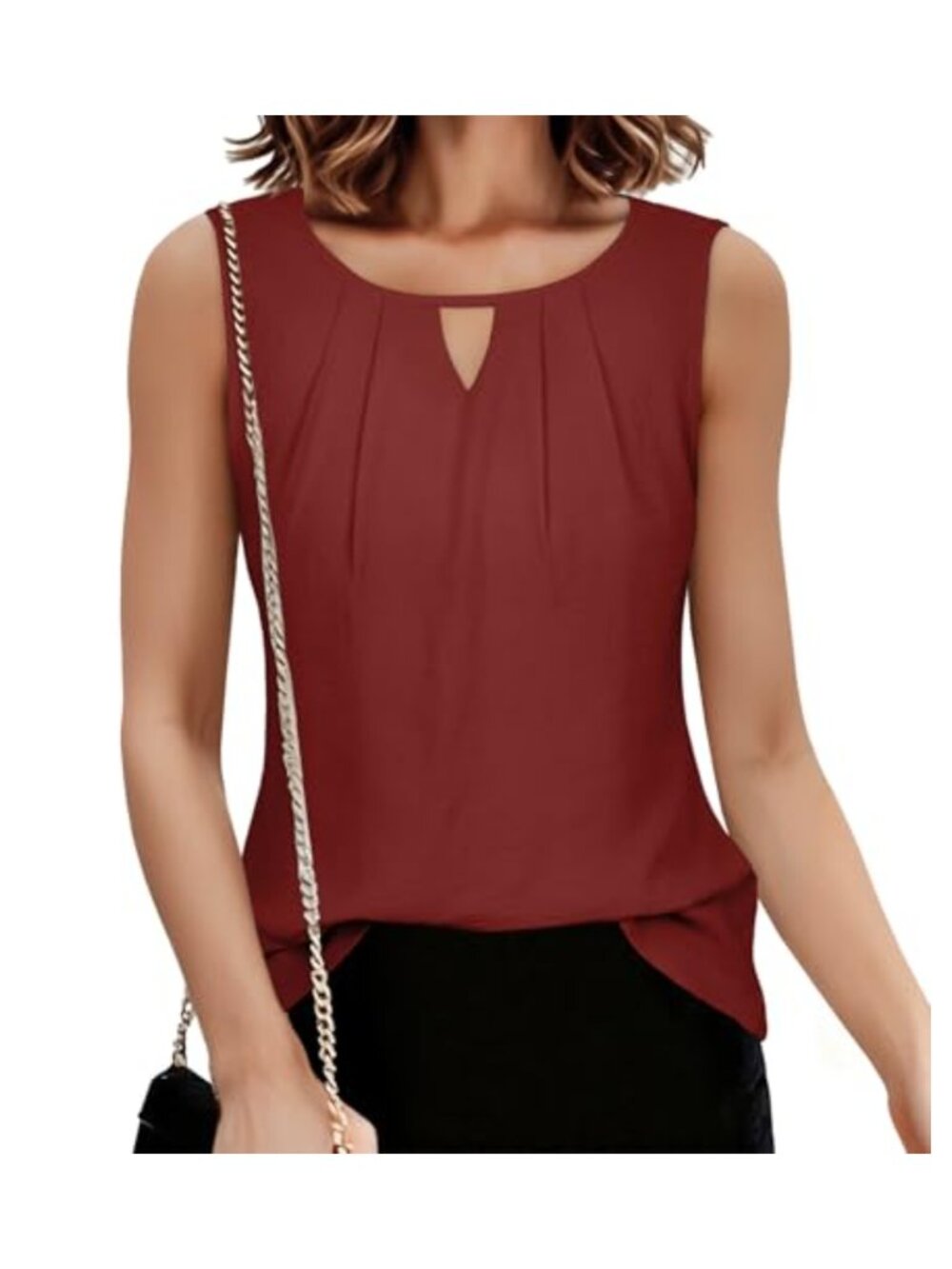 Womens Sleeveless Tank Top Loose Fit Crewneck Polyester Summer Casual Cami